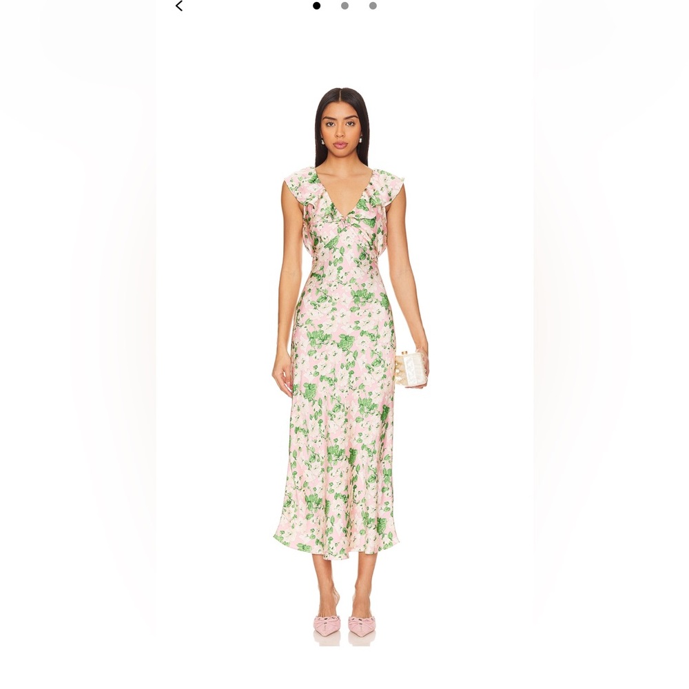 Heartloom Pink and Green Floral Midi Dress